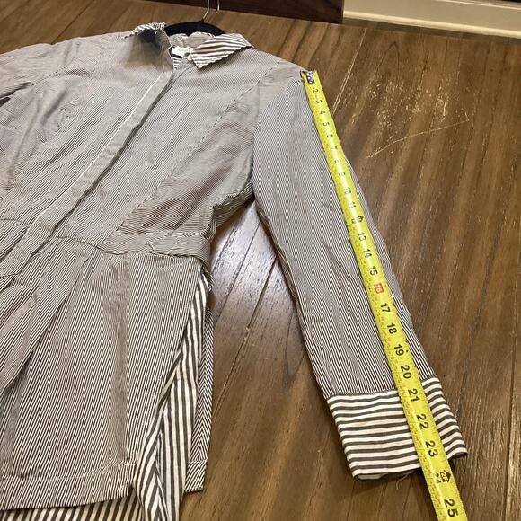 Derek Lam 10 Crosby preppy Cotton Striped long sleeve Poplin mini Shirt Dress 8 - Picture 6 of 13